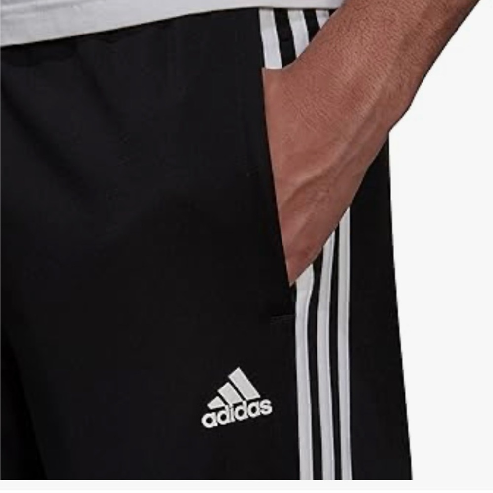 NWT Adidas Men’s Black and White 3- Stripe Pants Size Medium - Picture 2 of 7